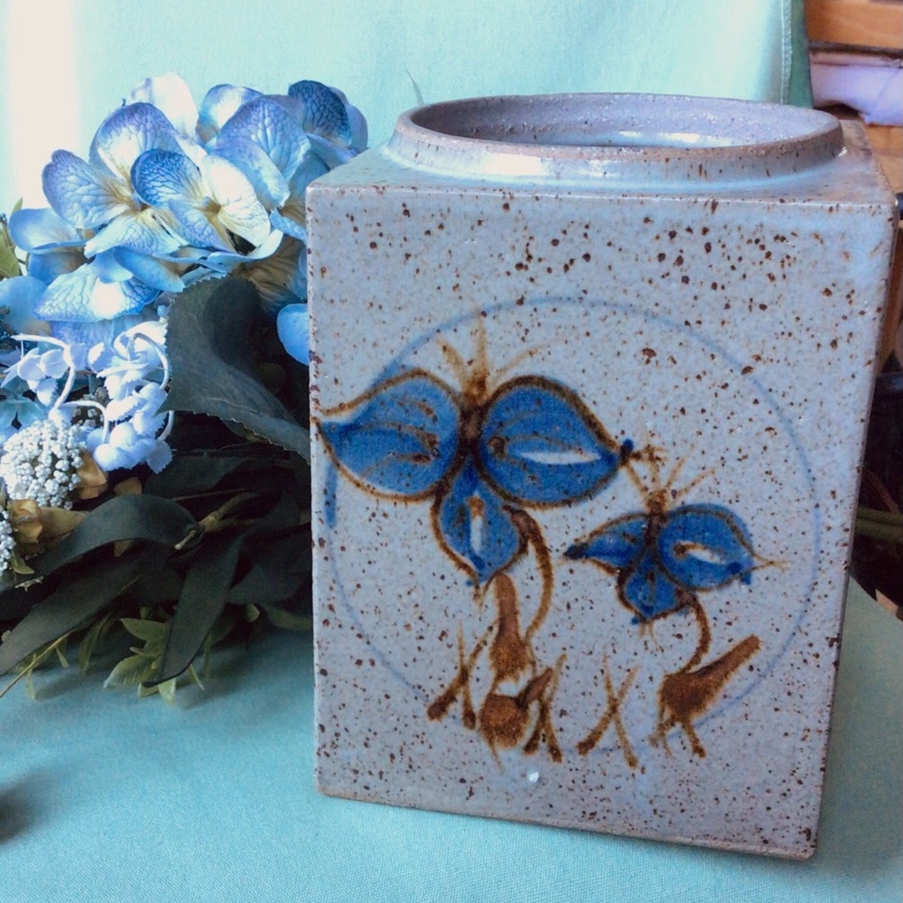 Vintage Slab Stoneware Vase (by Tomol?) Stunning piece.